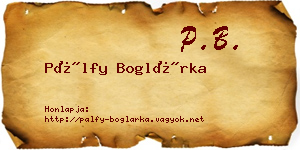 Pálfy Boglárka névjegykártya